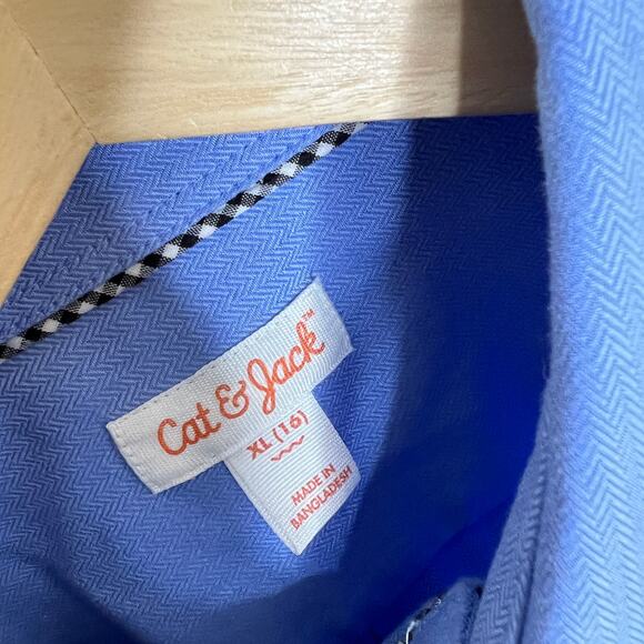 Cat & Jack Blue Long Sleeve Button Up XL - Picture 2 of 10